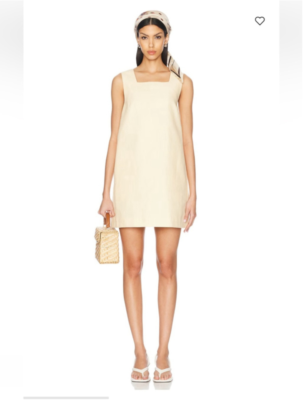 POSSE 100% Linen Mini Shift Dress Square Neck Butter Yellow Size S